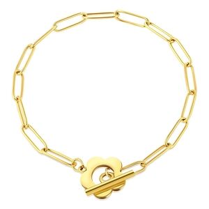Brand New 18K Gold Link Chain Flower Bracelet